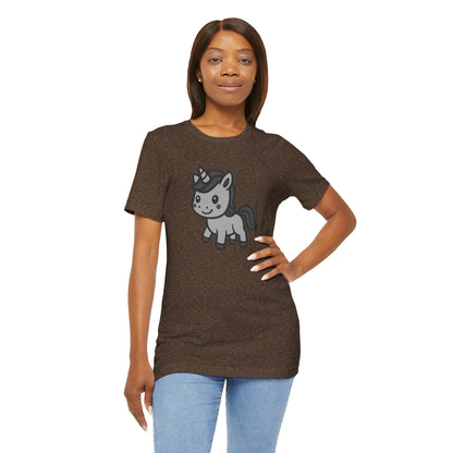 Cute Unicorn Graphic Tee Dark Theme – Kawaii Vector Design with Whimsical Charm
