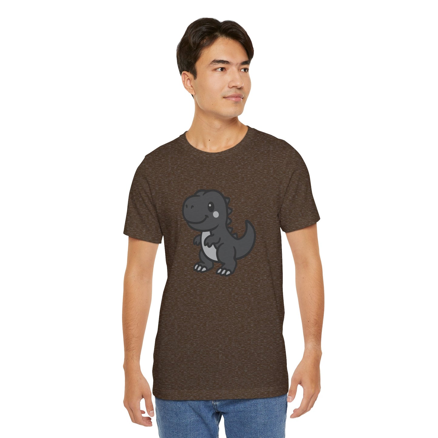 Cute T-Rex Graphic Tee Dark Theme – Kawaii Dinosaur Vector Design for Playful Style