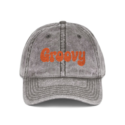 Groovy Vintage Hat – Retro Embroidered Hat with 70s Style Font for Funky Vibes, Chill Days, and Vintage Cool