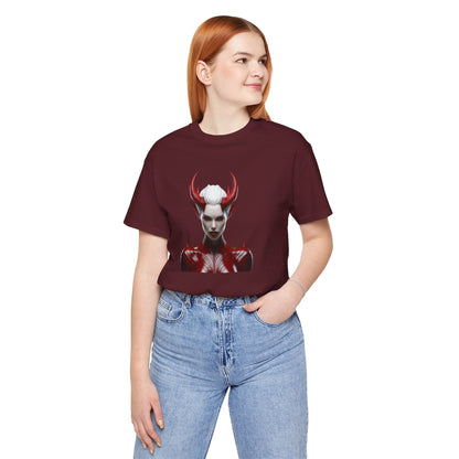 Fierce Devil Woman Halloween Shirt – Seductive Demon Graphic Tee for Bold Halloween Style