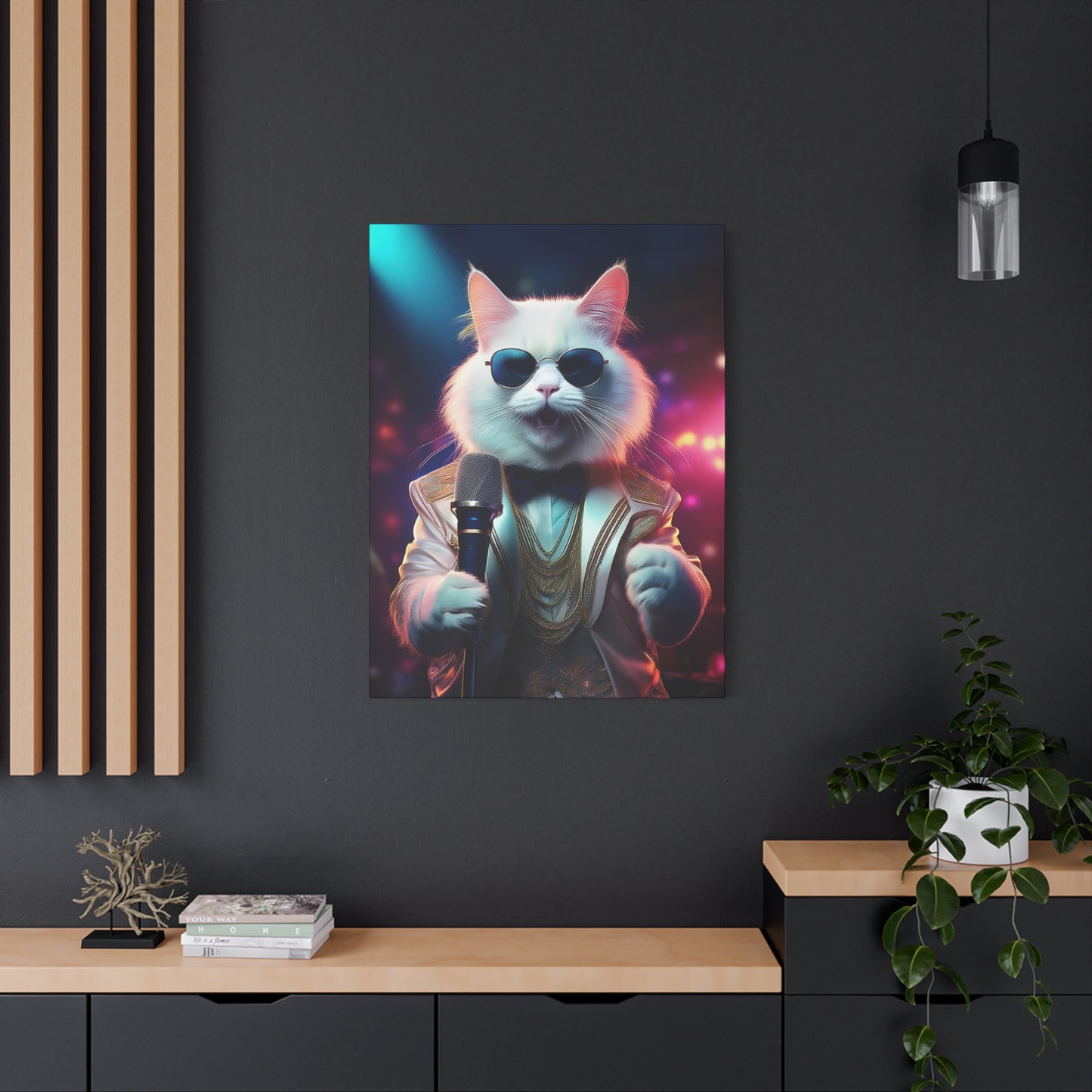 Purr-fectly Cool Lounge Cat Canvas Art | Stretched Matte Wall Decor 002