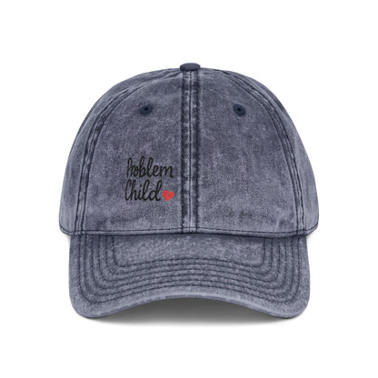 Problem Child Vintage Hat – Bold Script Hat with Red Heart for the Unruly and Unapologetic