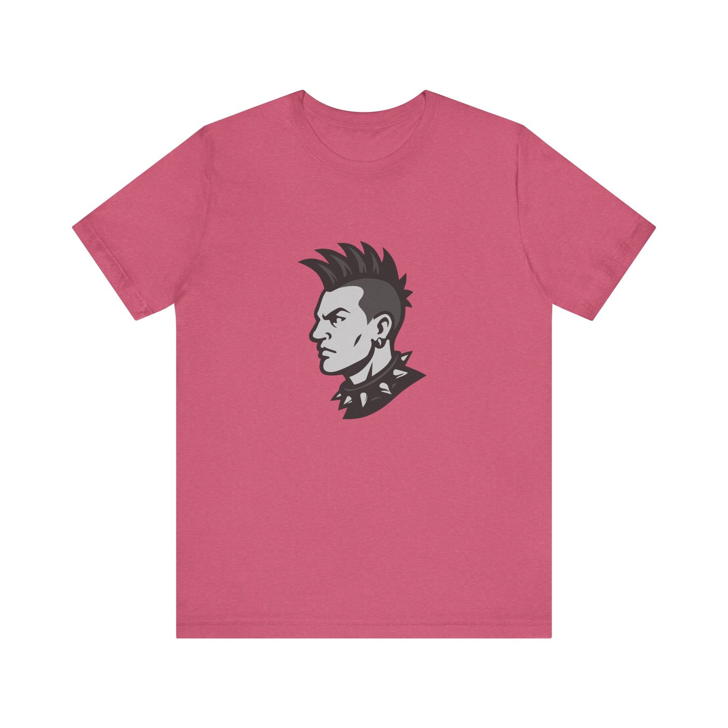 Punk Guy Graphic T-Shirt – Dark Theme Grayscale Mohawk Portrait on Black Tee with Attitude and Subtle Modern Ghost Effect. Unisex Jersey Short Sleeve Tee