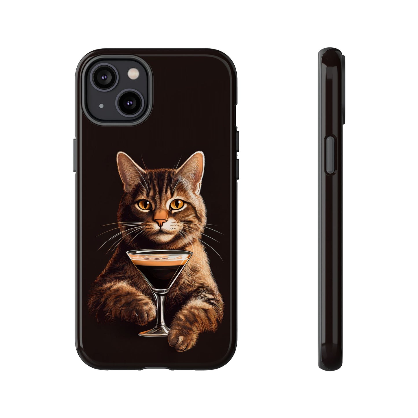 Sophisticated Cat with Espresso Martini Cell Phone Case 001