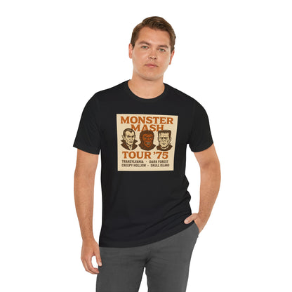 Monster Mash Tour '75 Halloween Shirt – Vintage Horror Band Tee Featuring Dracula, Wolfman, Frankenstein