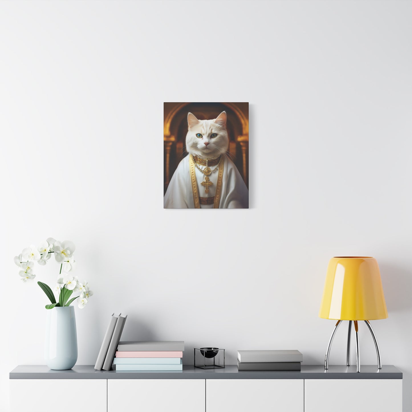 Cat-holic Priest Canvas Art | Stretched Matte Wall Decor