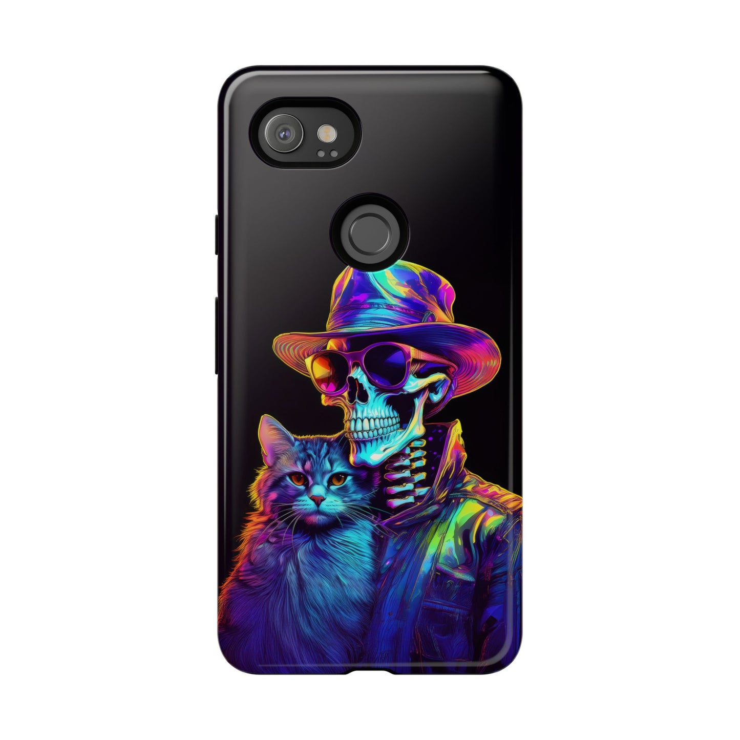 Skeleton holding a Cat Cell Phone Case 002