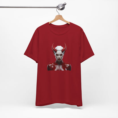 Fierce Devil Woman Halloween Shirt – Seductive Demon Graphic Tee for Bold Halloween Style