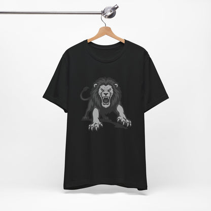 Roaring Lion Graphic Tee Dark Theme – Fierce Predator Design for Bold Style