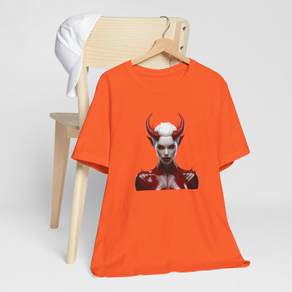 Fierce Devil Woman Halloween Shirt – Seductive Demon Graphic Tee for Bold Halloween Style