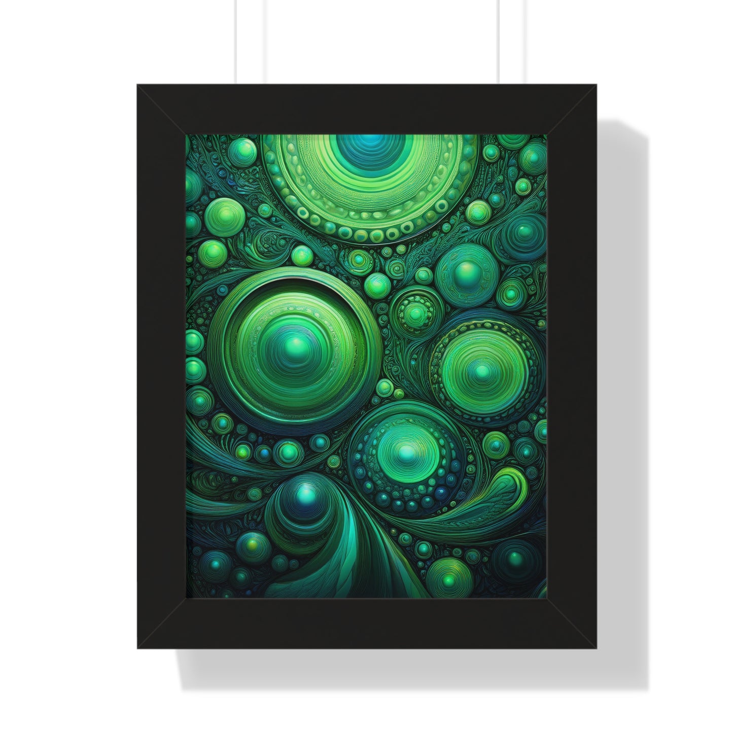 Verde Future Abstract Green Framed Vertical Poster - Modern Wall Art for Home Decor