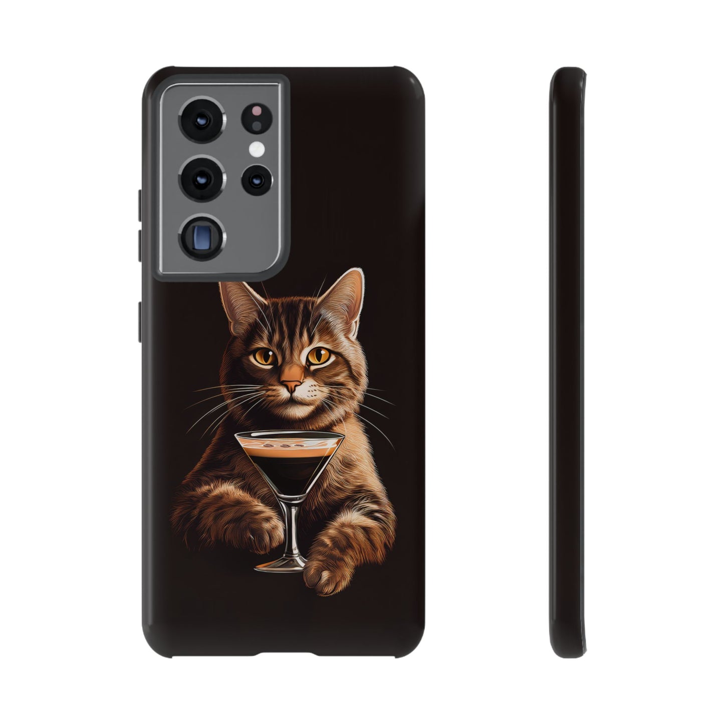 Sophisticated Cat with Espresso Martini Cell Phone Case 001