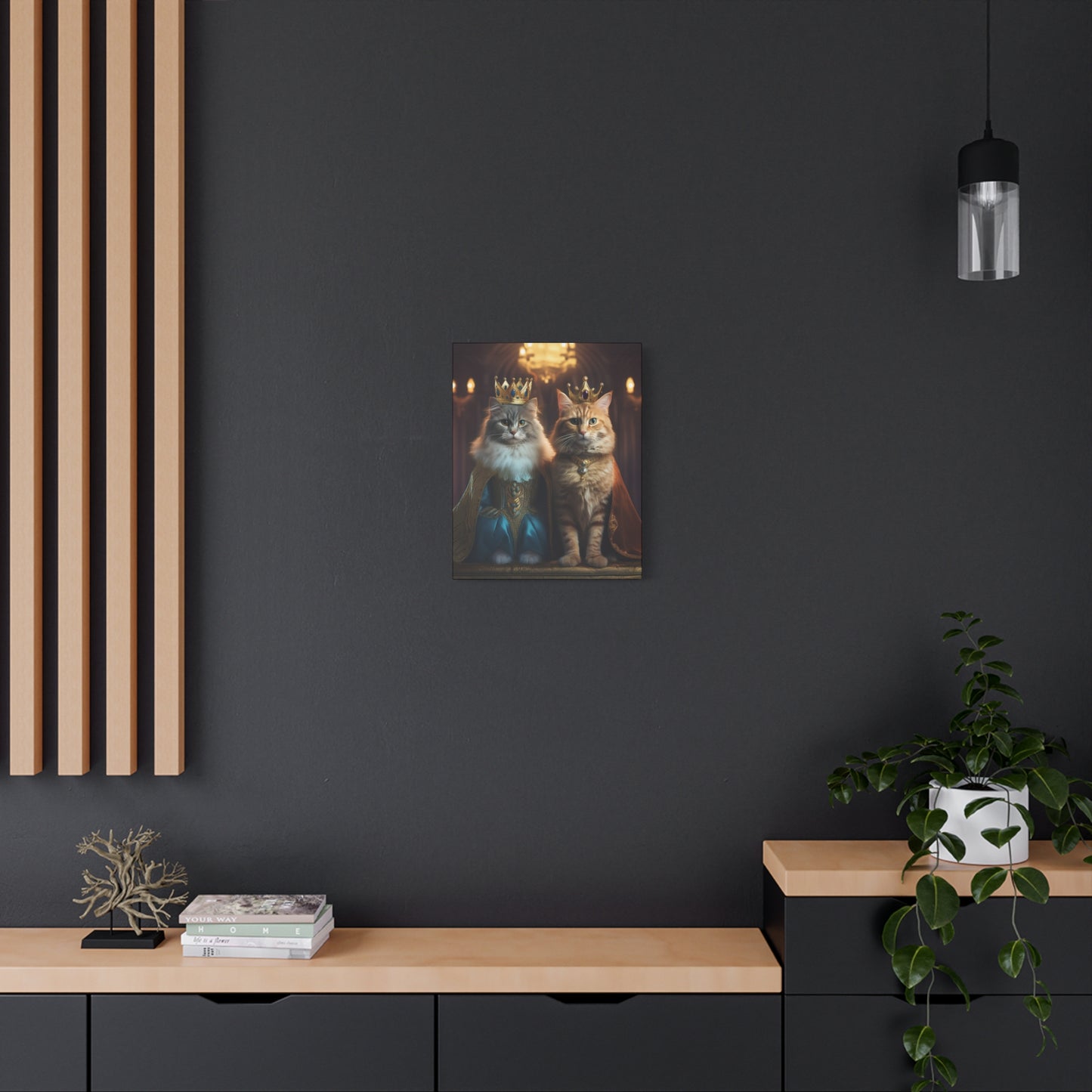 The Royal King and Queen of Meowsington Canvas Art | Stretched Matte Wall Decor 003