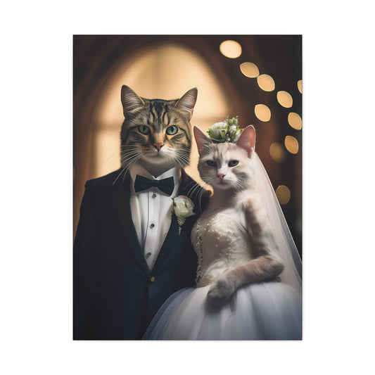 Cat Wedding Day Canvas Art | Stretched Matte Wall Decor 001