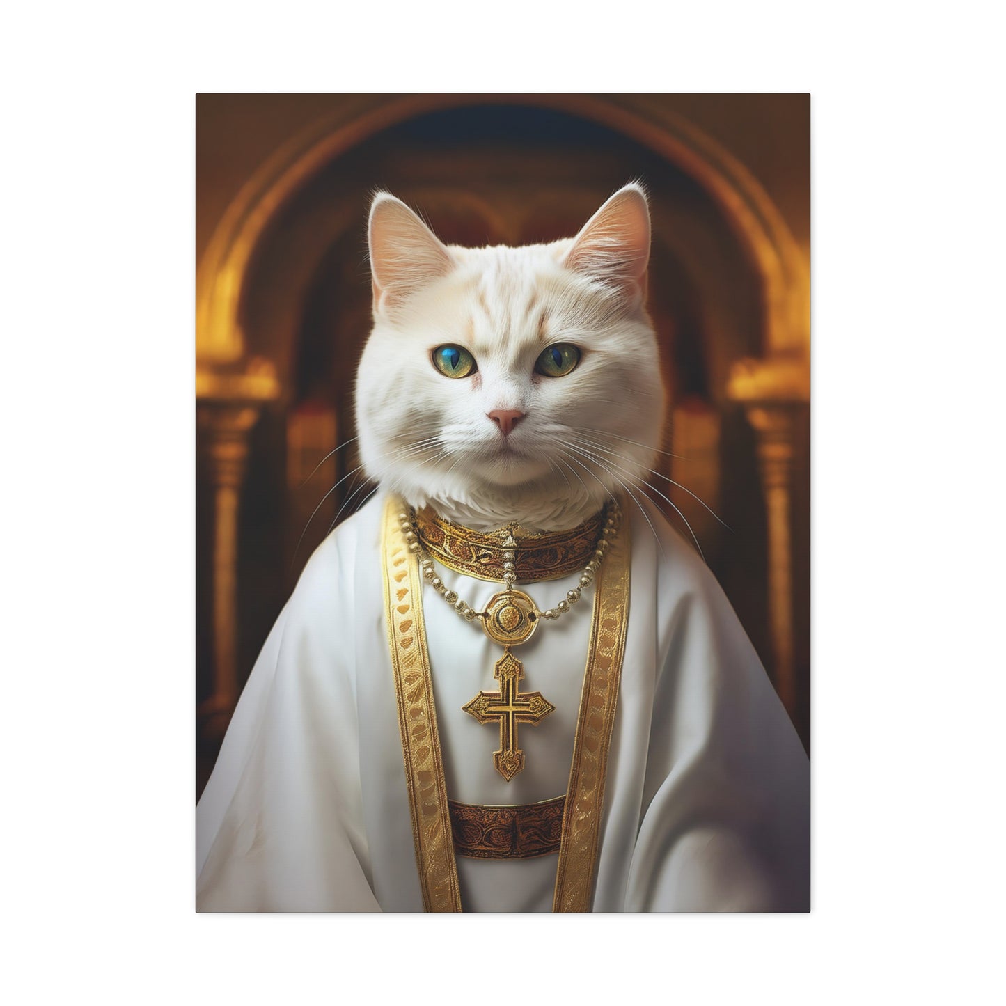 Cat-holic Priest Canvas Art | Stretched Matte Wall Decor