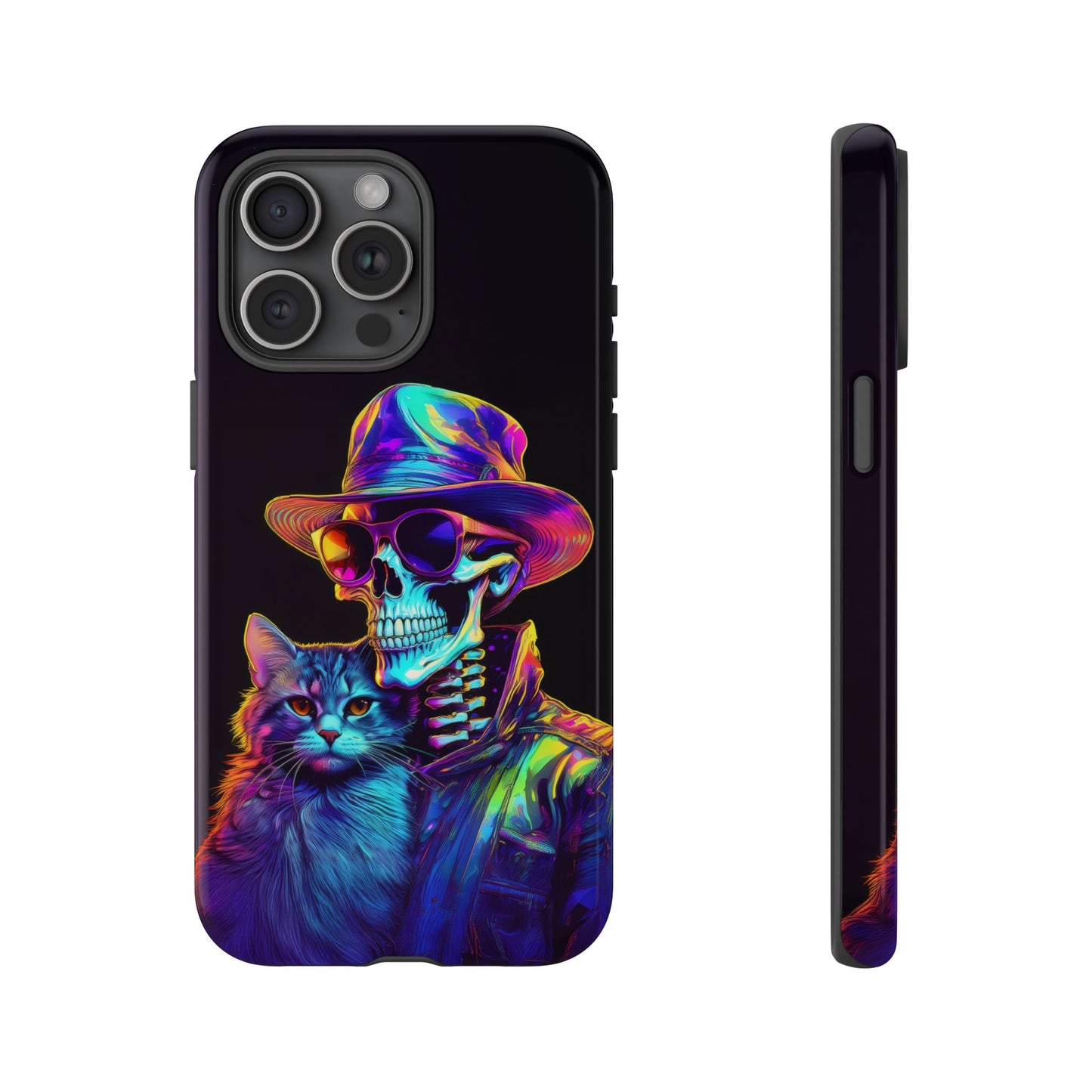 Skeleton holding a Cat Cell Phone Case 002