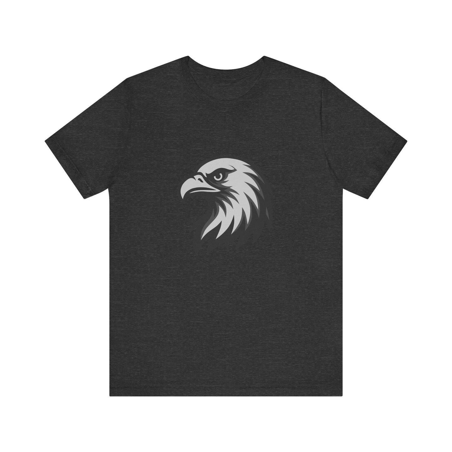 Eagle Head Graphic T-Shirt – Bold Dark Theme Grayscale Bird of Prey Design on Black Tee with Fierce Detail and Modern Ghost Effect. Unisex Jersey Short Sleeve Tee