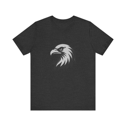Eagle Head Graphic T-Shirt – Bold Dark Theme Grayscale Bird of Prey Design on Black Tee with Fierce Detail and Modern Ghost Effect. Unisex Jersey Short Sleeve Tee