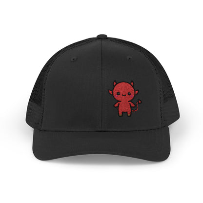 Lil Devil Trucker Hat – Embroidered Cute Mischief Hat with Kawaii Devil