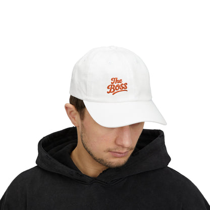 The Boss Classic Dad Hat – Embroidered Funny Statement Hat for Confident Leaders and Power Players. Orange Letters