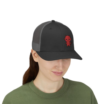 Lil Devil Trucker Hat – Embroidered Cute Mischief Hat with Kawaii Devil