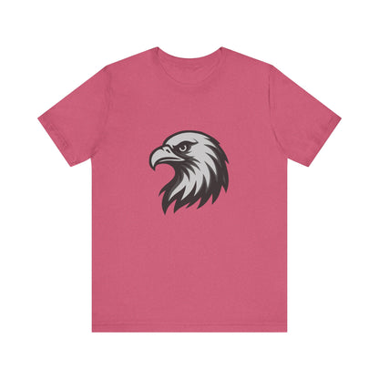 Eagle Head Graphic T-Shirt – Bold Dark Theme Grayscale Bird of Prey Design on Black Tee with Fierce Detail and Modern Ghost Effect. Unisex Jersey Short Sleeve Tee