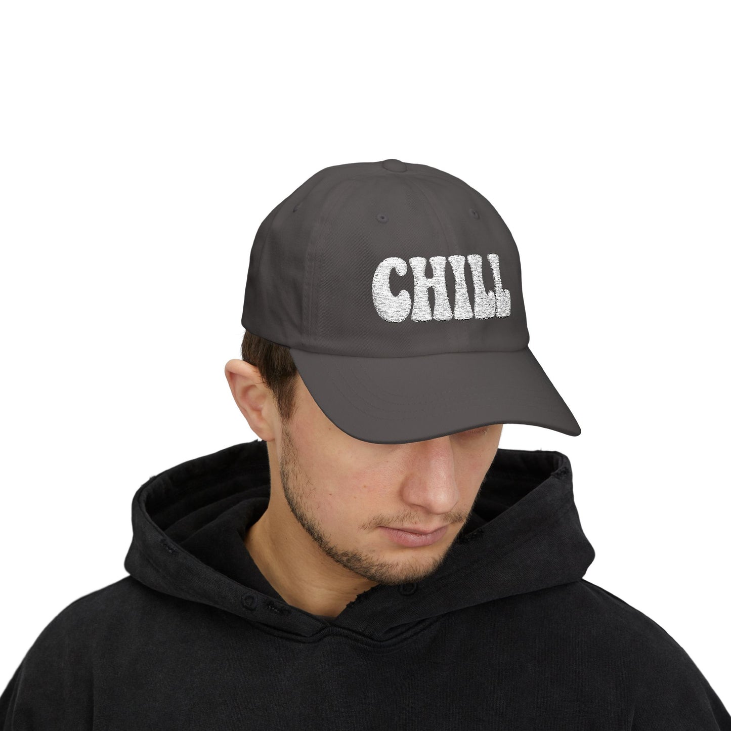Chill Classic Dad Hat – Embroidered Relaxed Script Hat for Easygoing Vibes and Everyday Cool. Pink Letters
