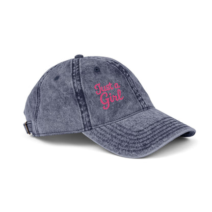 Just a Girl Vintage Hat – Minimalist Script Hat with Bold Feminine Energy and Classic Style