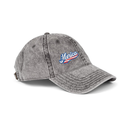 MERICA Vintage Hat – Patriotic Embroidered Hat for Bold American Style