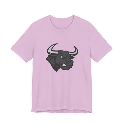 Angry Bull Graphic T-Shirt – Dark Theme Grayscale Bull Head Design on Black Tee for Streetwear, Gym, or Bold Urban Style. Unisex Jersey Short Sleeve Tee