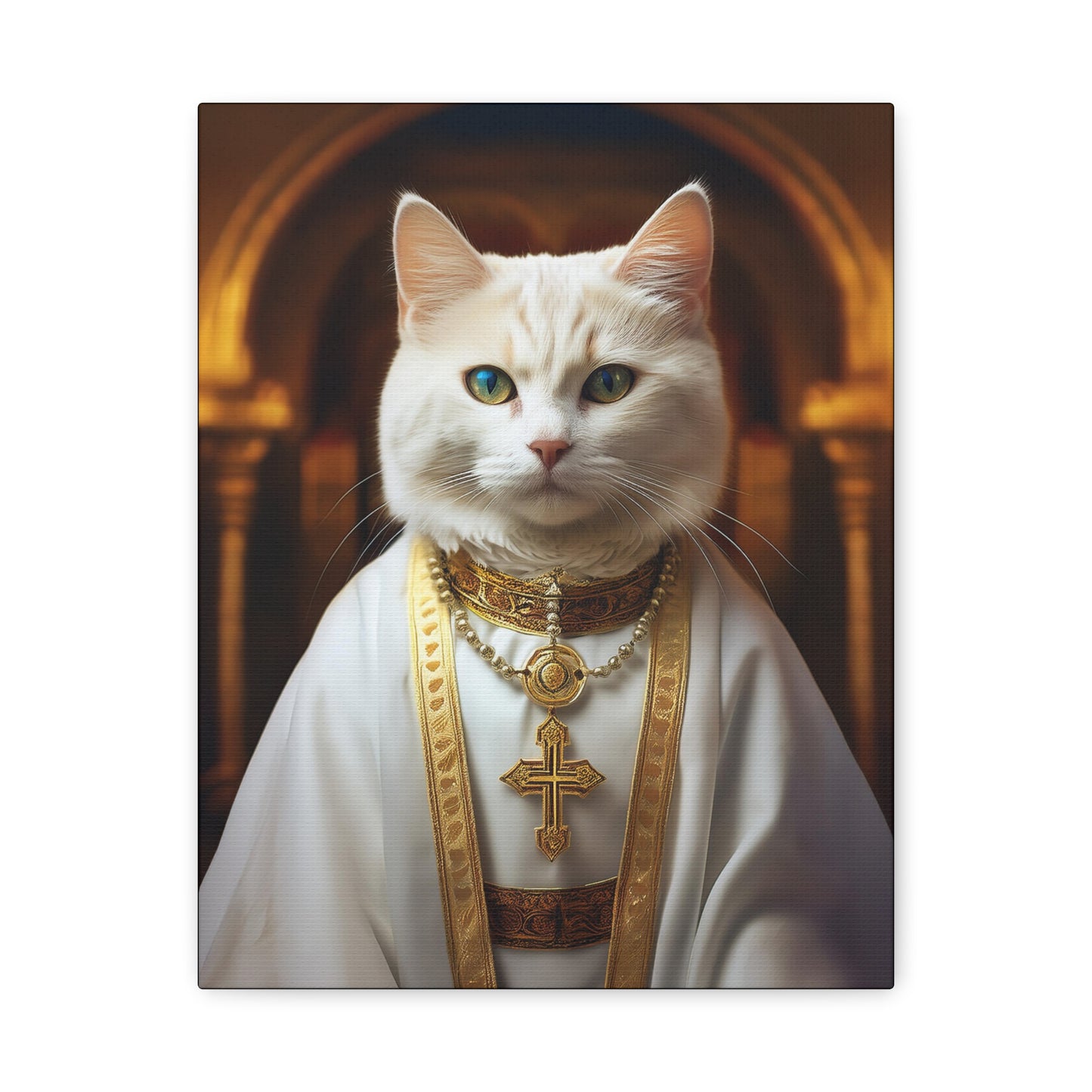 Cat-holic Priest Canvas Art | Stretched Matte Wall Decor