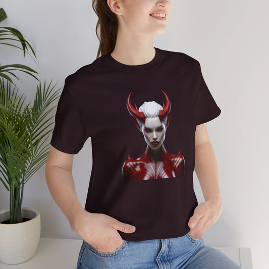 Fierce Devil Woman Halloween Shirt – Seductive Demon Graphic Tee for Bold Halloween Style