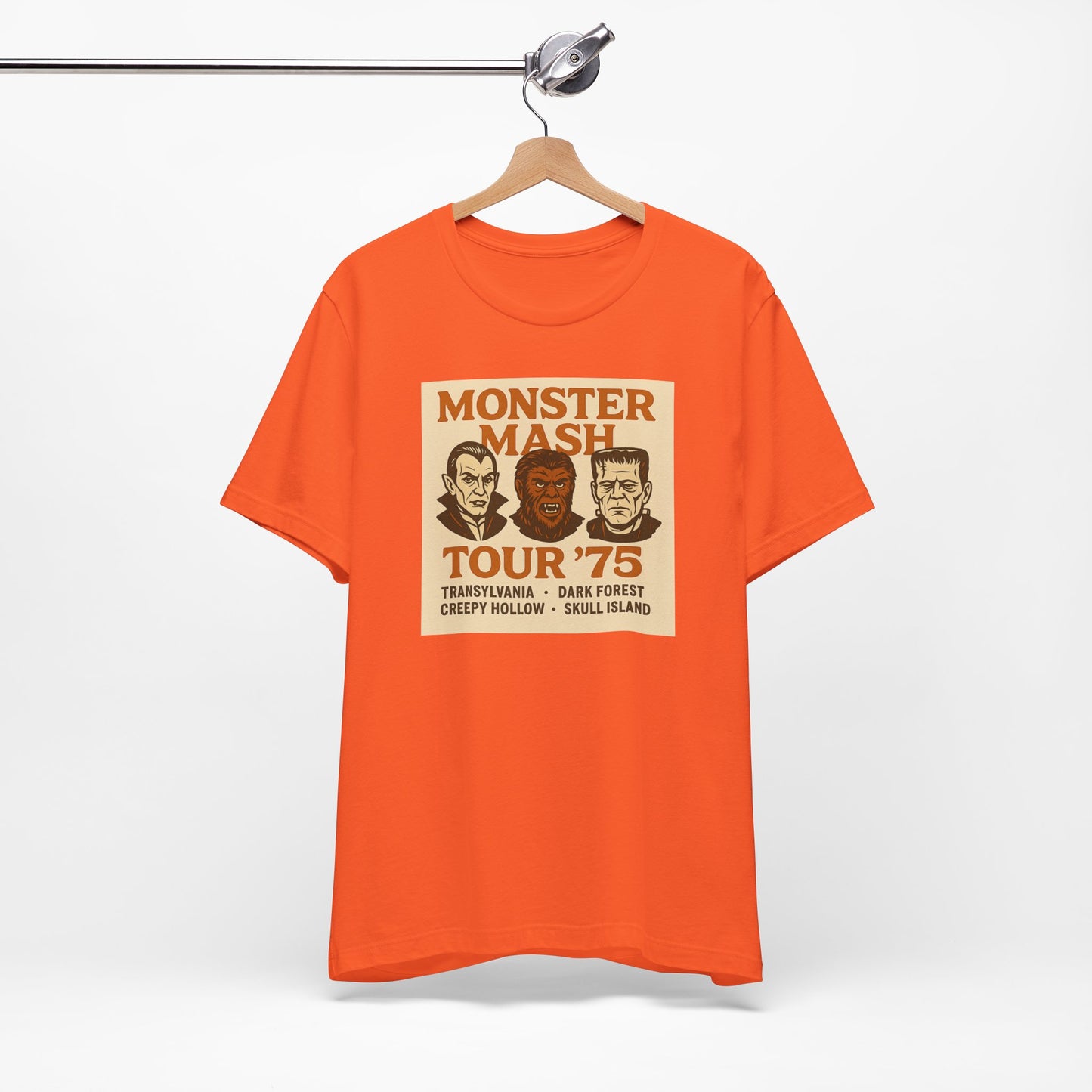 Monster Mash Tour '75 Halloween Shirt – Vintage Horror Band Tee Featuring Dracula, Wolfman, Frankenstein