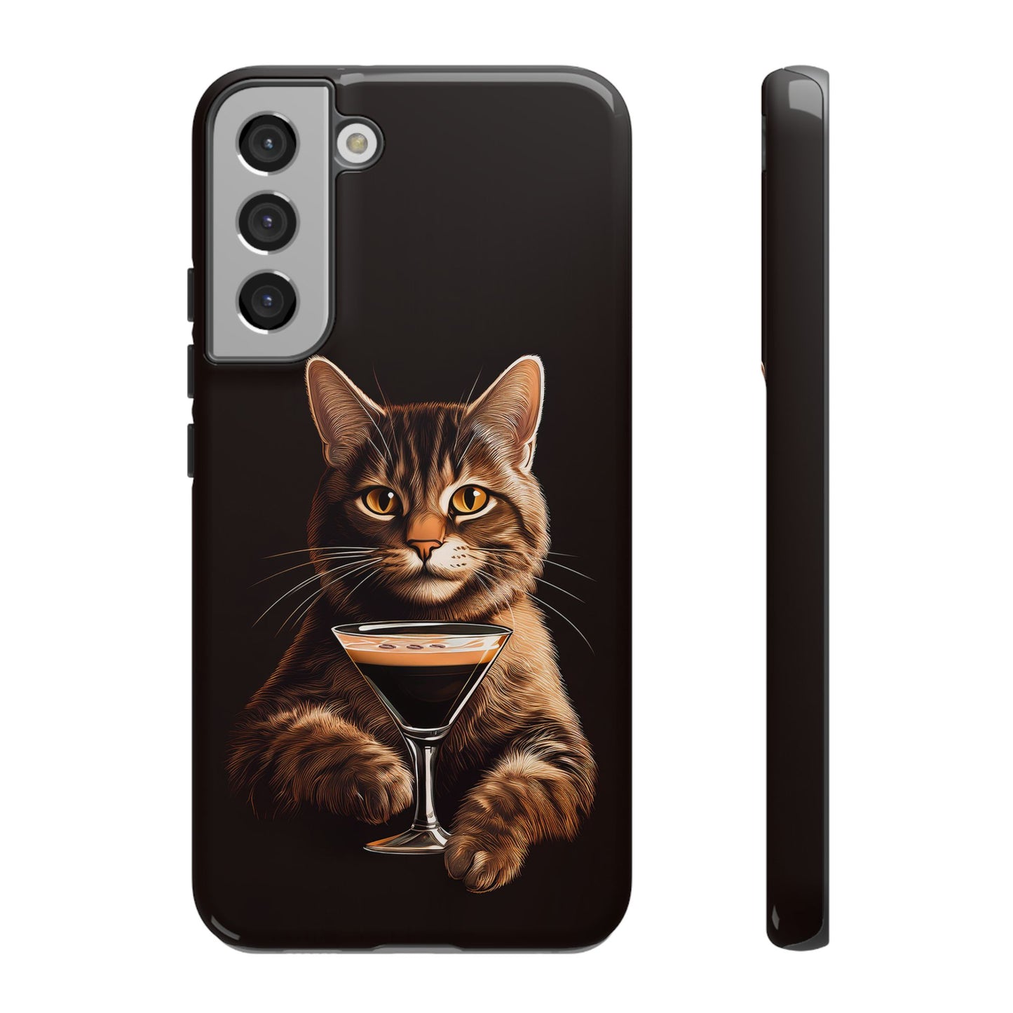 Sophisticated Cat with Espresso Martini Cell Phone Case 001