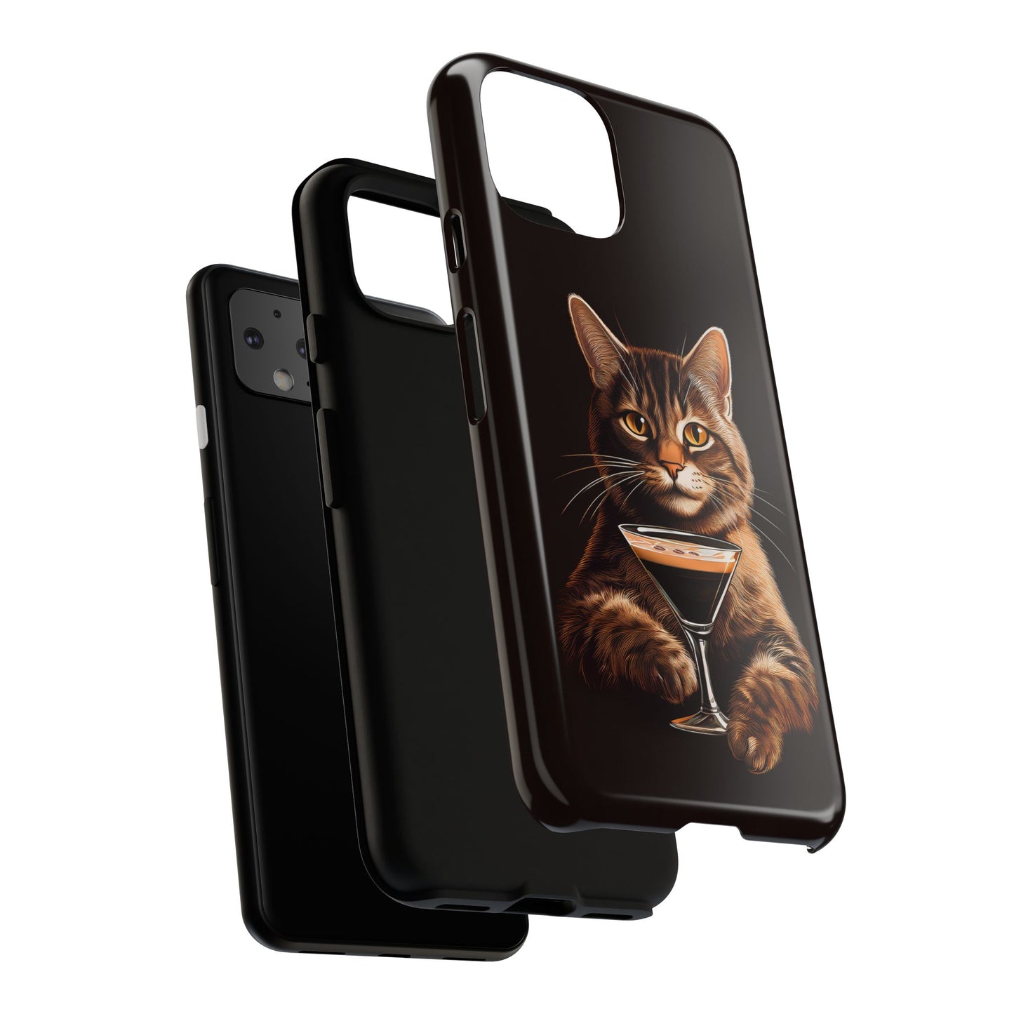 Sophisticated Cat with Espresso Martini Cell Phone Case 001