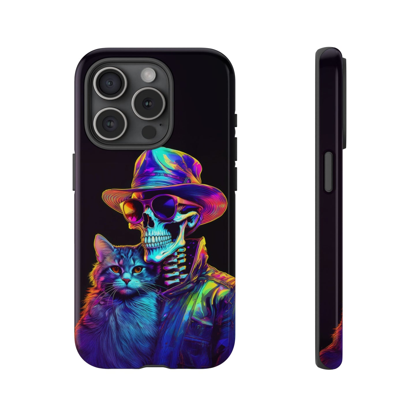 Skeleton holding a Cat Cell Phone Case 002