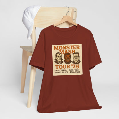 Monster Mash Tour '75 Halloween Shirt – Vintage Horror Band Tee Featuring Dracula, Wolfman, Frankenstein