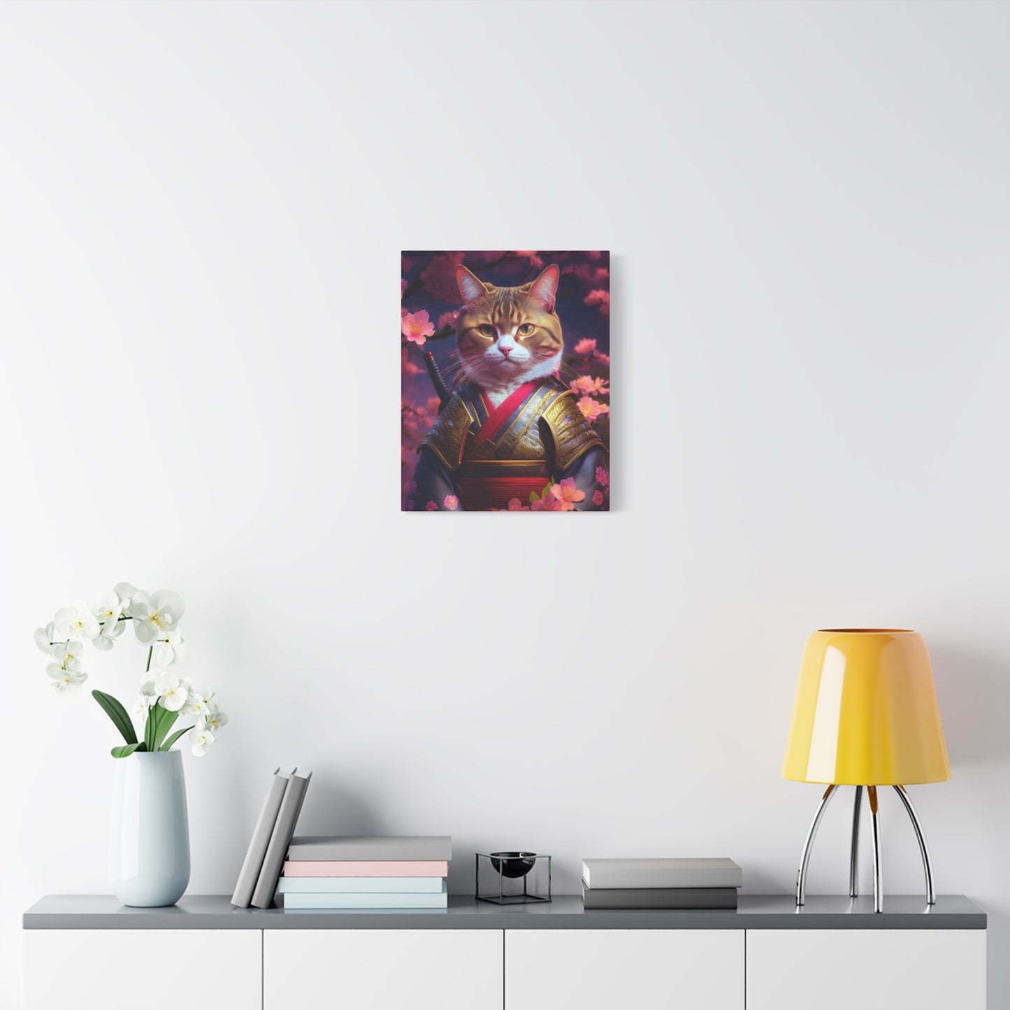 Female Cat Samurai Canvas Art | Stretched Matte Wall Decor 001