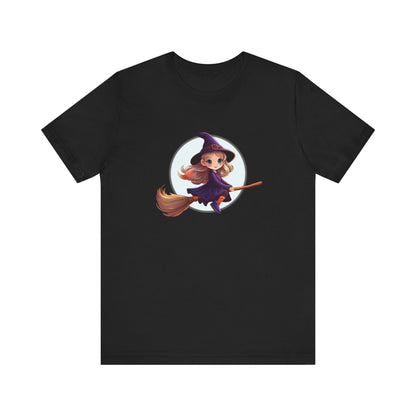Cute Witch on a Broom Halloween Shirt – Adorable Flying Witch Graphic Tee for Kids and Magic Lovers