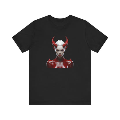 Fierce Devil Woman Halloween Shirt – Seductive Demon Graphic Tee for Bold Halloween Style