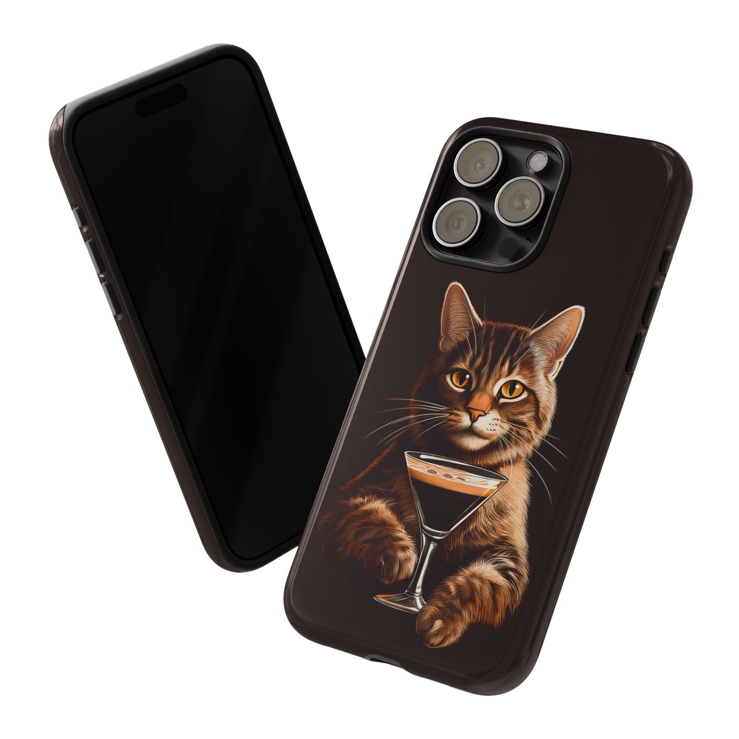 Sophisticated Cat with Espresso Martini Cell Phone Case 001