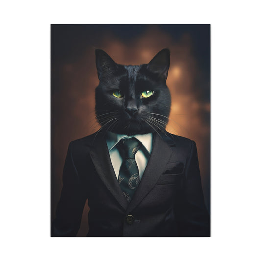 The Purr-fect Gentleman Canvas Art | Stretched Matte Wall Decor 001