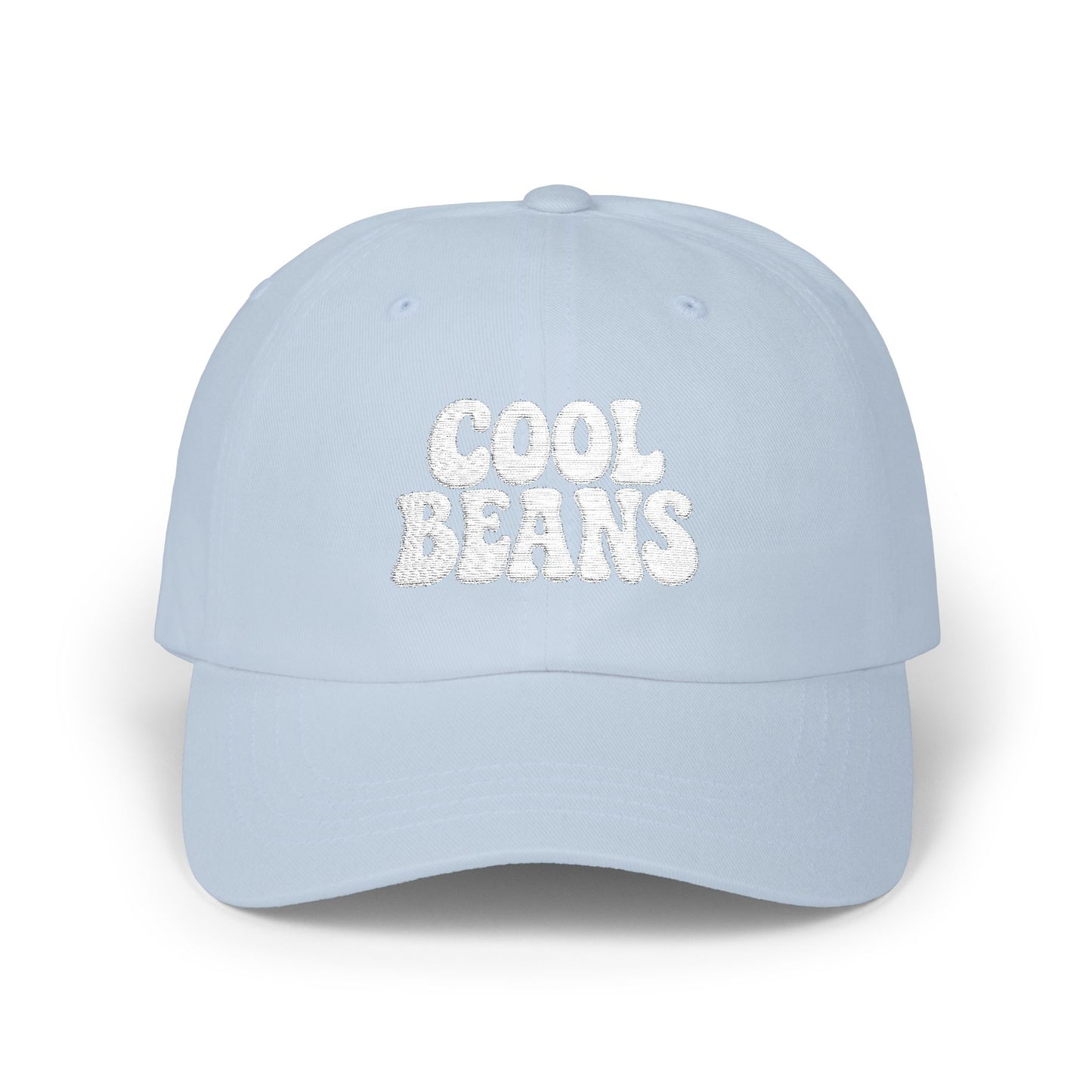 Cool Beans Classic Dad Hat – Embroidered Minimalist Text Hat for Chill Vibes and Quiet Comedy Fans. White Letters
