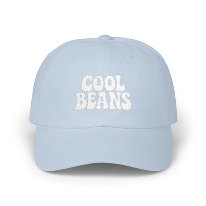 Cool Beans Classic Dad Hat – Embroidered Minimalist Text Hat for Chill Vibes and Quiet Comedy Fans. White Letters
