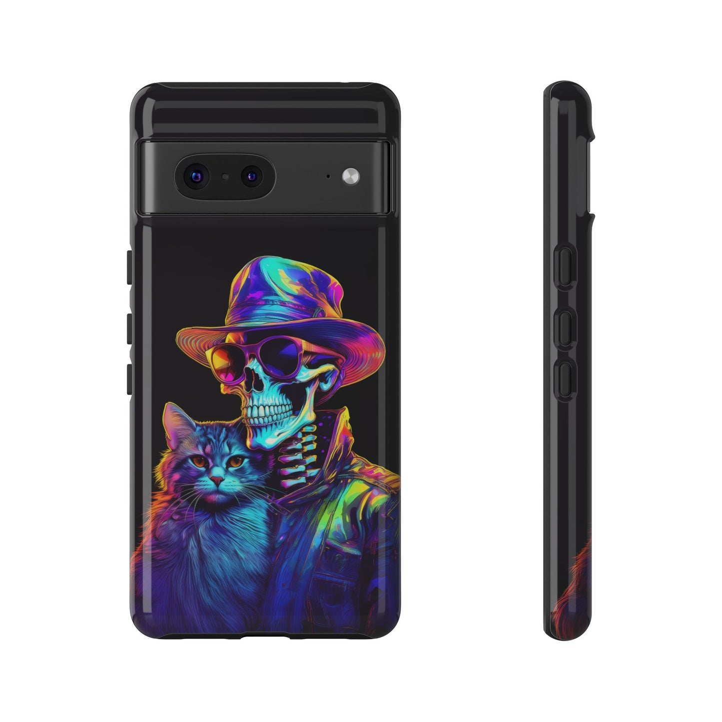 Skeleton holding a Cat Cell Phone Case 002