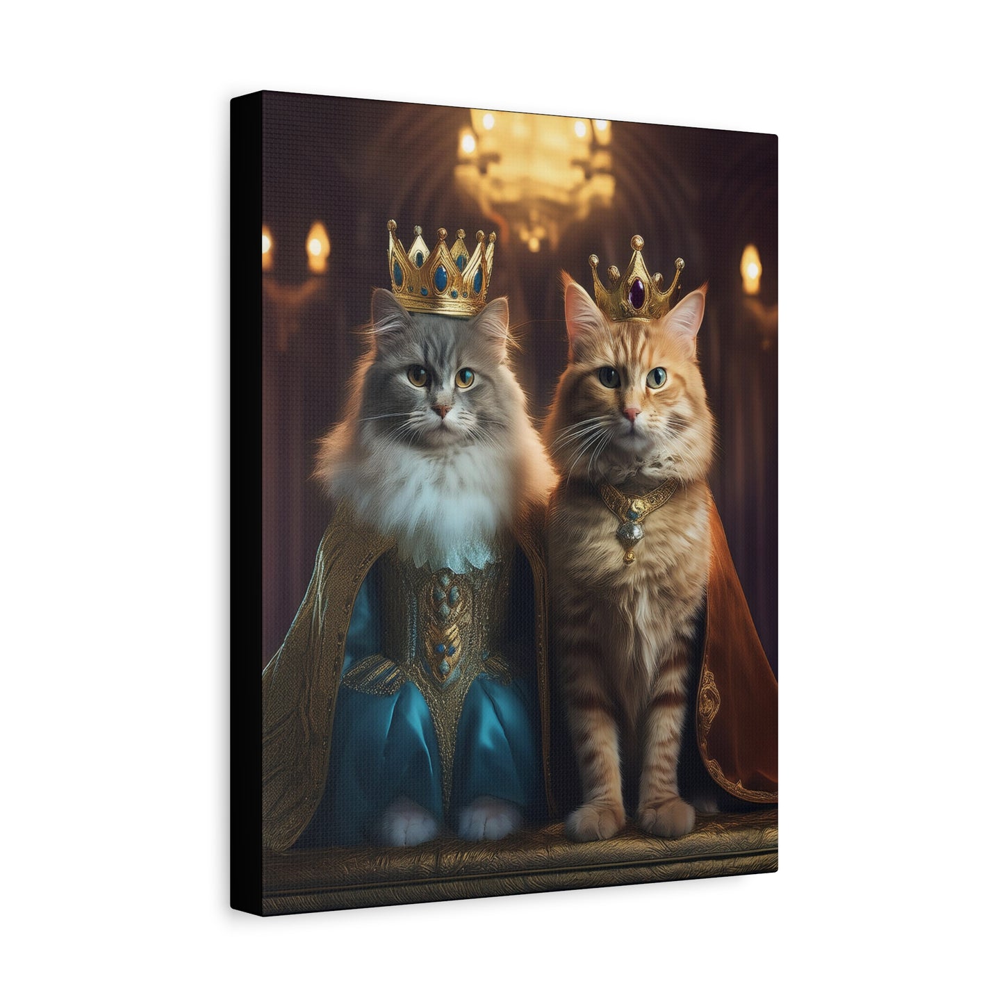 The Royal King and Queen of Meowsington Canvas Art | Stretched Matte Wall Decor 003