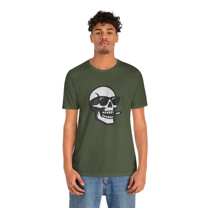 Cool Skull Graphic Tee Dark Theme – Smoking Skull Vector Design with Attitude