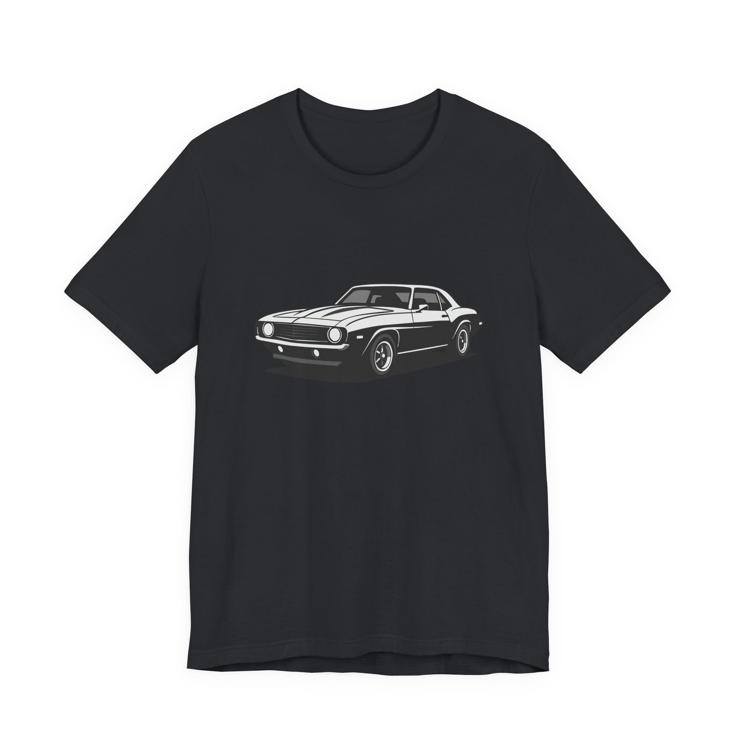 Classic Muscle Car Graphic Tee Dark Theme – Retro Camaro Vector Design for Auto Enthusiasts