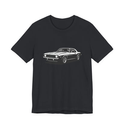 Classic Muscle Car Graphic Tee Dark Theme – Retro Camaro Vector Design for Auto Enthusiasts