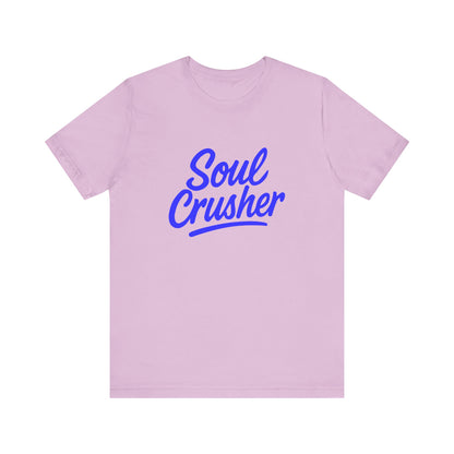 Colorful Design Soul Crusher Shirt – Blue Retro Script Tee for Women Who Leave a Trail of Broken Feelings. Unisex Jersey Short Sleeve Tee